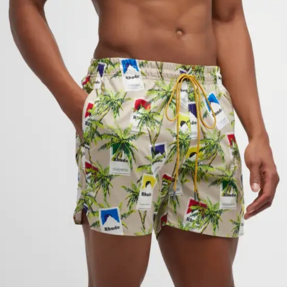 Rhude Cigarette Cases Drawstring Mens Swim Shorts Swimsuit Trunks Mesh Lined M